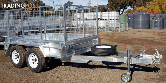 GALVANISED TANDEM TRAILER 10X5 600MM CAGE, L/T WHEELS