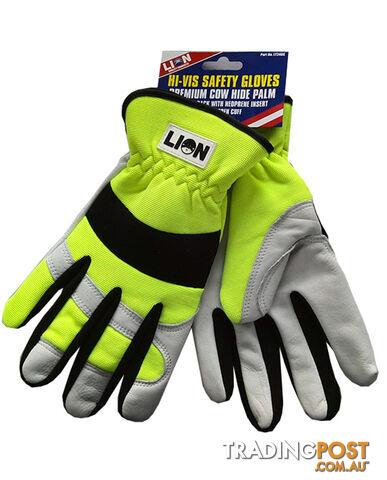 GLOVES, CONSTRUCTION,COW HIDE PALM, PREMIUM, SAFETY COLOUR LT240C