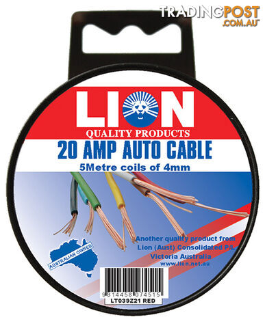AUTO CABLE. 20AMP X 4MM RED 5M LT039Z21