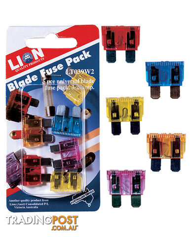 FUSE PACK, UNIVERSAL BLADE, 3-20AMP, 5PCE LT039W2