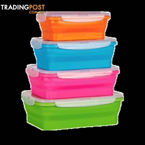 COLLAPSIBLE SET OF 4 RECTANGULAR CONTAINERS WITH LIDS