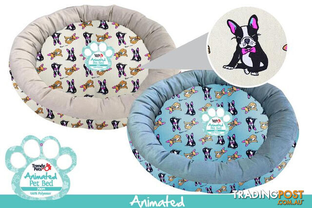 1PCE PUG ROUND PET BED 70CMD X 12CM