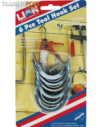 TOOL HANGERS, 6 PCE SMALL, CARDED. LH165F3