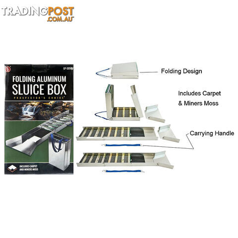 ALUMINUM FOLDING SLUICE BOX EXTENDED 127CM FOLDED 38CM