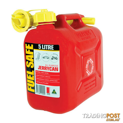 FUEL CAN RED 5 LITRE PLASTIC FC05R