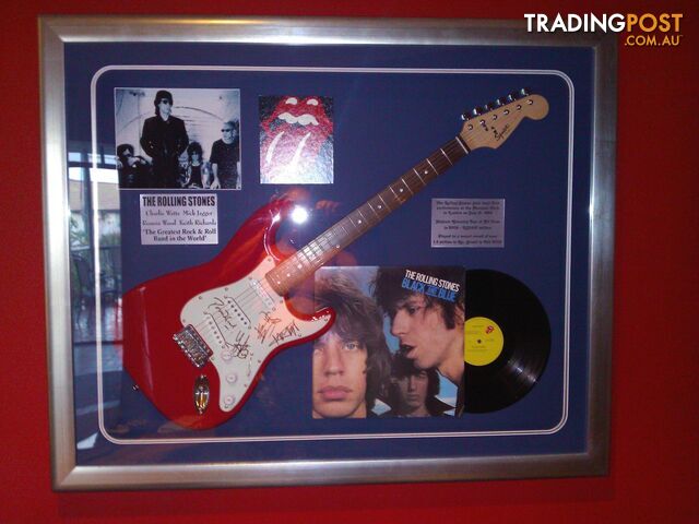 Rolling Stones Signed Framed Guitar