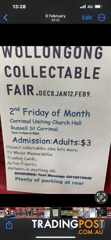 Wollongong Collectable Fair every 2nd Friday Night of month