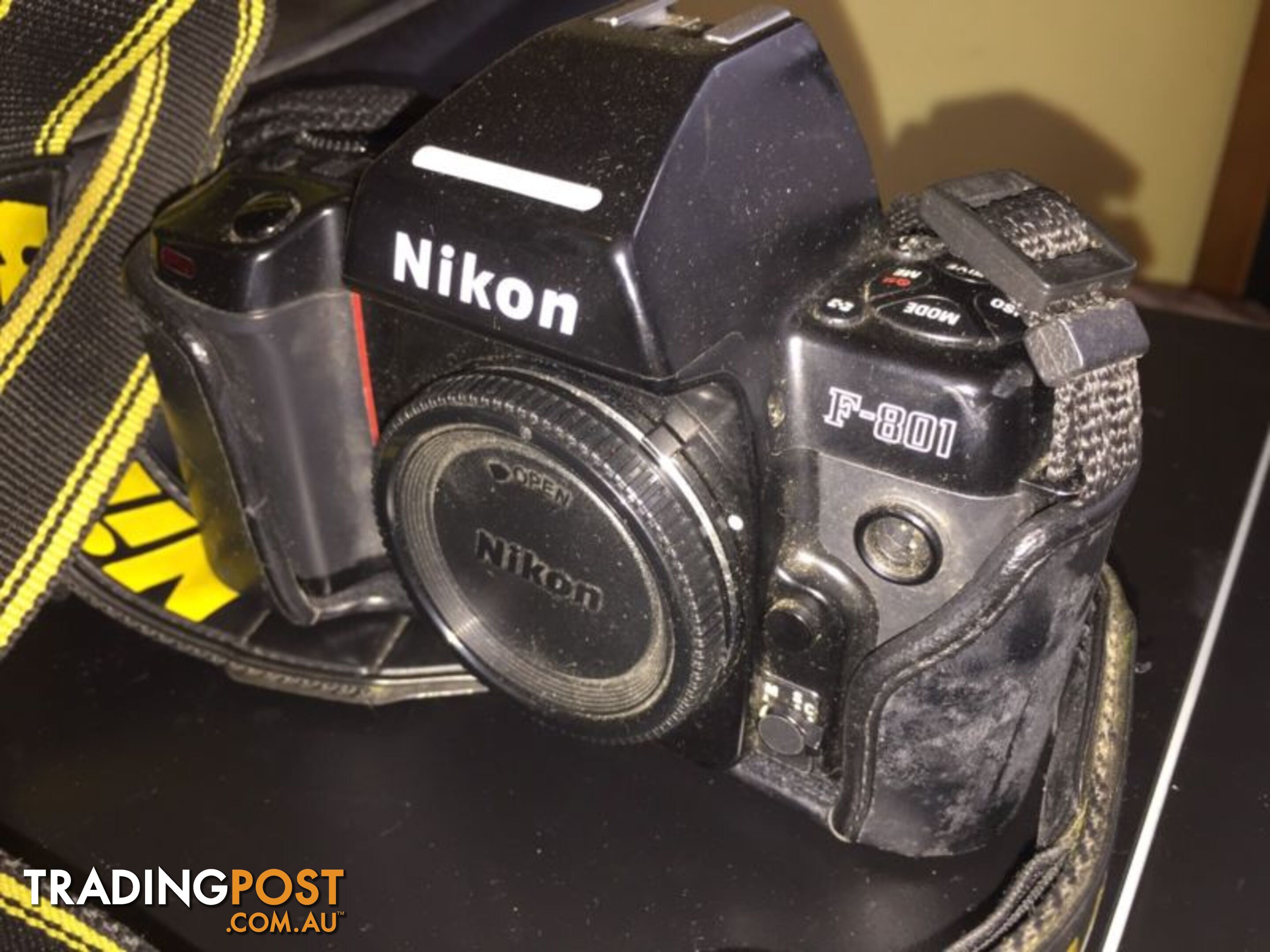 Nikon F801 camera in case and Strap