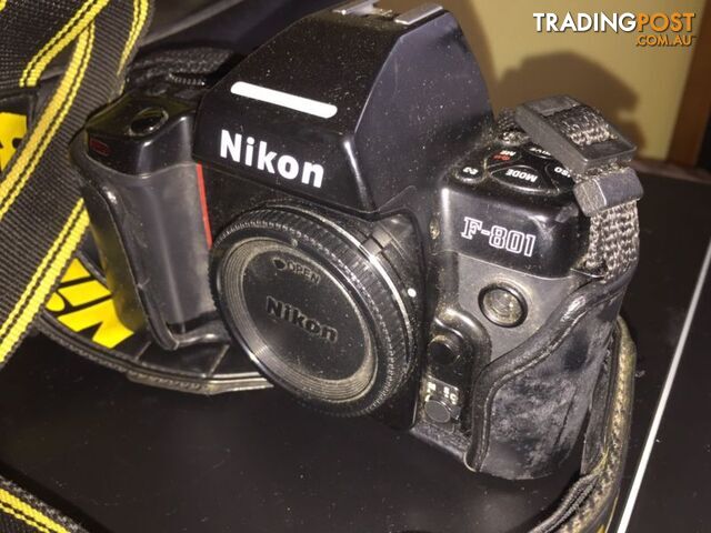 Nikon F801 camera in case and Strap