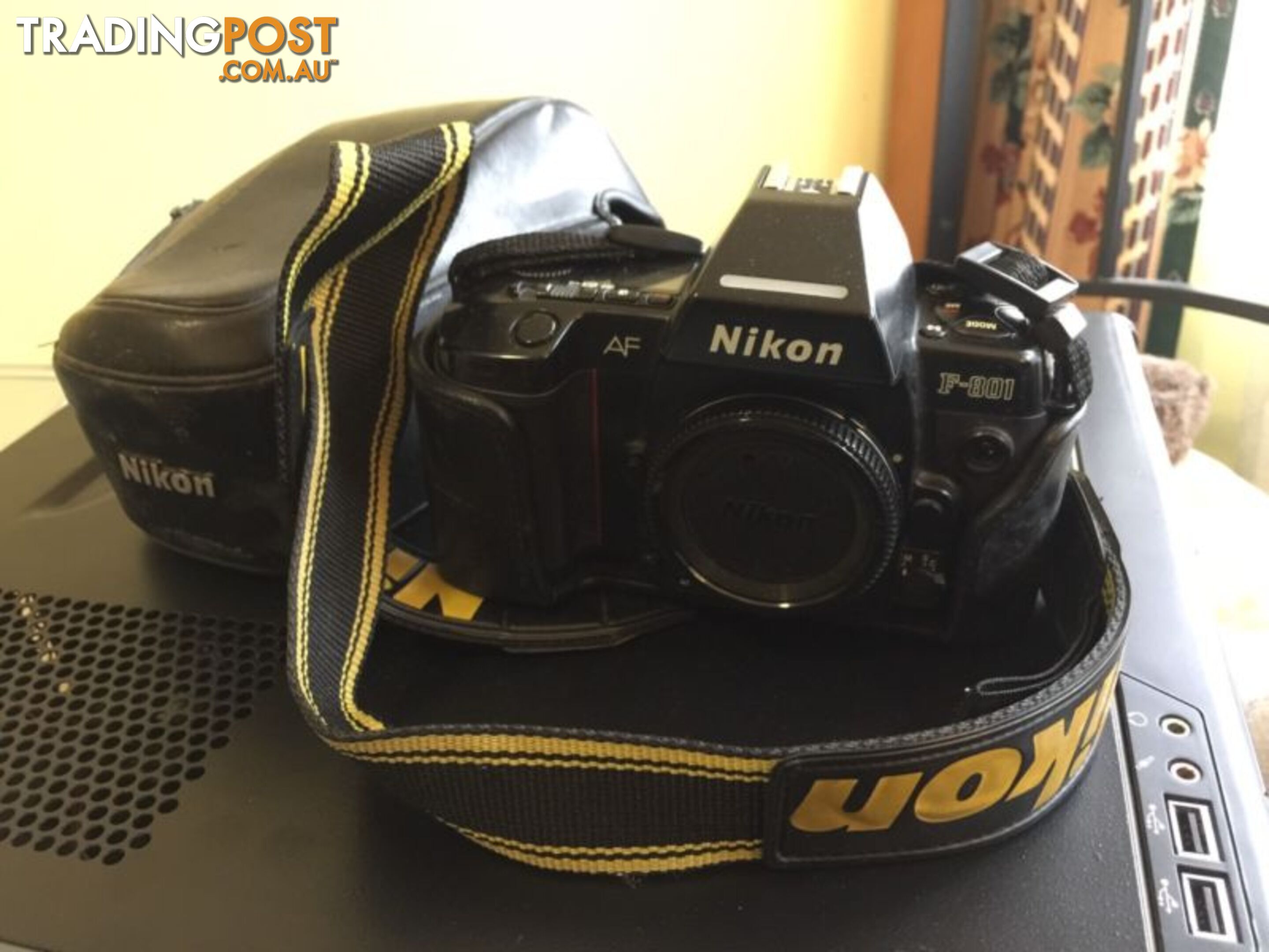 Nikon F801 camera in case and Strap