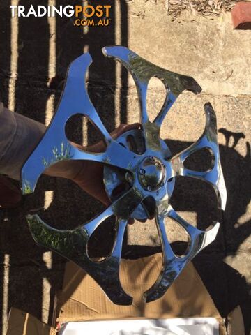 Rare 20" Wheel Spinners / chrome / show / bling / USA / bolt on - photo 2 of 8
