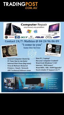 Need your computer fixed? /Home support available