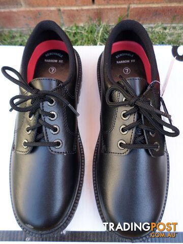GROSBY BLACK LEATHER LACED SCHOOL/WORK SHOES