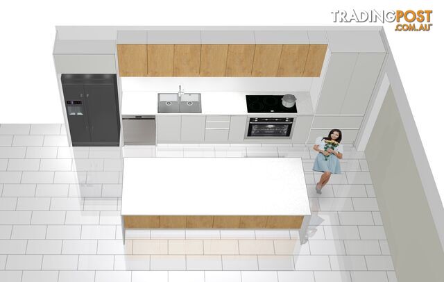 Last Chance! Flat-Pack White Satin 6m Galley Kitchen + 3m Island – Stylish &amp; Ready to Install!