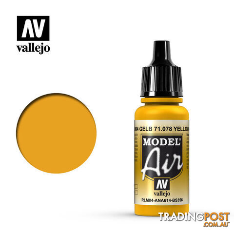 VALLEJO MODEL AIR ACRYLIC PAINT GOLD YELLOW 71078 - VALLEJO