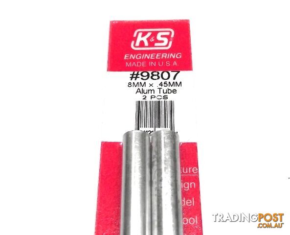 K&S METAL #9807 ALUMINIUM ROUND TUBE 8X300MM 2PCS - K &amp; S METALS