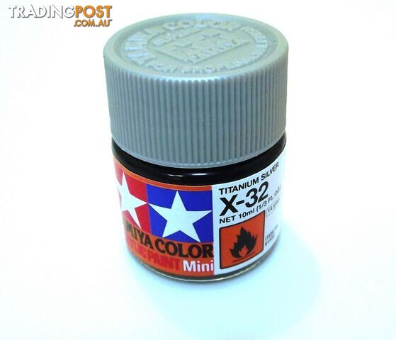 X-32   TAMIYA ACRYLIC PAINT TITANIUM SILVER (gloss) - TAMIYA PAINTS &amp; Accessories