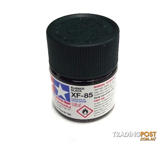 XF-85   TAMIYA ACRYLIC PAINT FLAT RUBBER BLACK - TAMIYA PAINTS &amp; Accessories