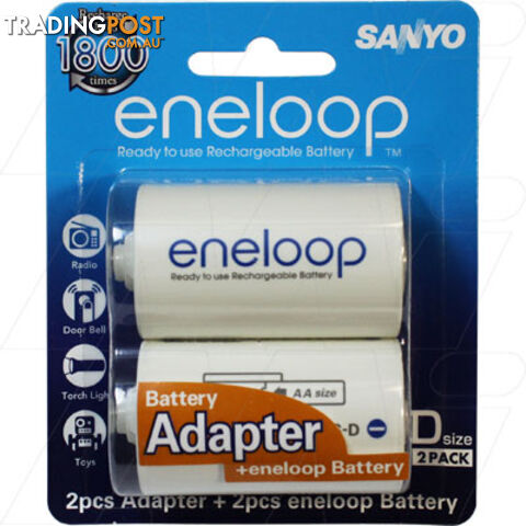 ENELOOP  ADAPTERS D SIZE WITH 2XAA BATTERIES