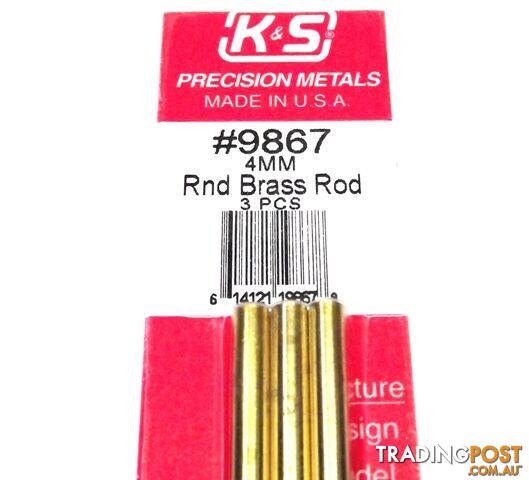 K&S METAL #9867 BRASS ROD 4X300MM 3PCS - K & S METALS