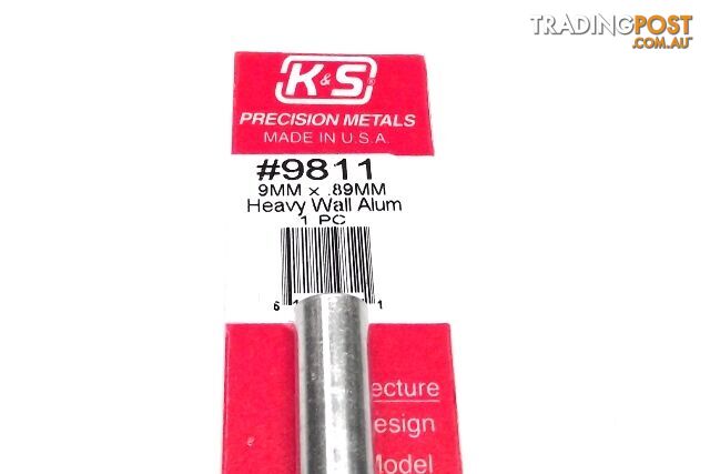 K&S METAL #9811 ALUMINIUM ROUND TUBE THICK WALL 9X300 - K & S METALS