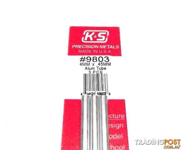 K&S METAL #9803 ALUMINIUM ROUND TUBE 4X300MM 3PCS - K & S METALS
