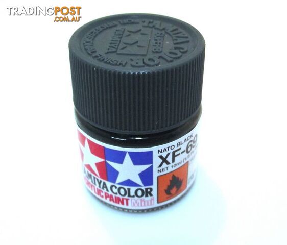 XF-69   TAMIYA ACRYLIC PAINT FLAT NATO BLACK - TAMIYA PAINTS &amp; Accessories