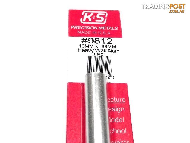K&S METAL #9812 ALUMINIUM ROUND TUBE THIC WALL 10X300 - K & S METALS