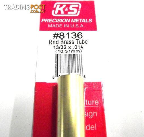 K&S METAL #8136 13/32' OD BRASS TUBE 1PC - K & S METALS