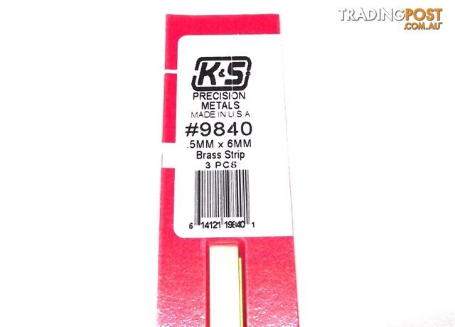 K&S METAL #9840 BRASS STRIP .5X6X300MM 3PCS - K & S METALS