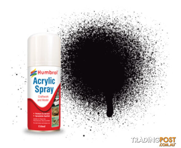 201 HUMBROL ACRYLIC SPRAY PAINT METALLIC BLACK 150ml - HUMBROL
