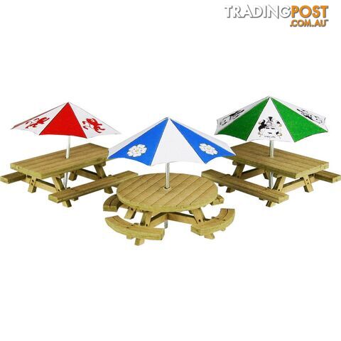 METCALFE PO510 3 TABLE & SEAT WITH UMBRELLAS - METCALFE