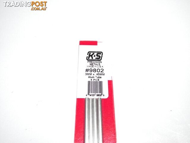 K&S METAL #9802 ALUMINIUM ROUND TUBE 3X300MM 4PCS - K & S METALS