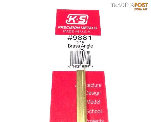 K&S METAL #9881 BRASS ANGLE 3/16X300MM 1PCS - K & S METALS