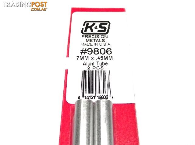 K&S METAL #9806 ALUMINIUM ROUND TUBE 7X300MM 2PCS - K & S METALS