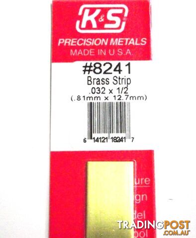 K&S METAL #8241 .032 X 1/2' BRASS STRIP 1PC - K & S METALS