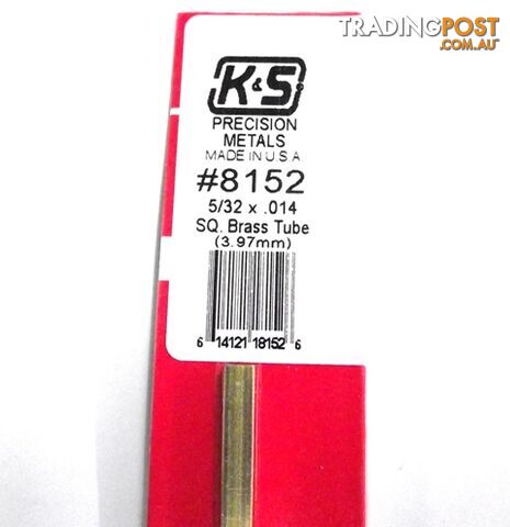 K&S METAL #8152 5/32' OD SQUARE BRASS TUBE 1PC - K & S METALS