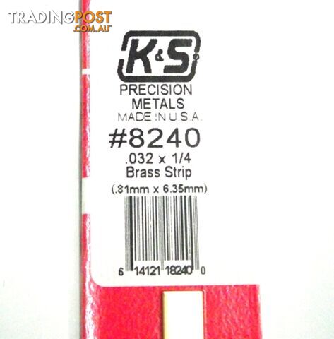K&S METAL #8240 .032 X 1/4' BRASS STRIP 1PC - K &amp; S METALS