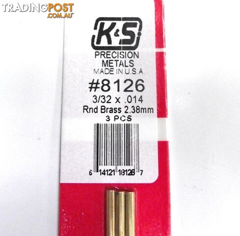 K&S METAL #8126 3/32' OD BRASS TUBE 3PCS - K & S METALS