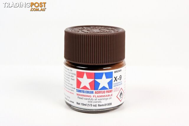 X-9 TAMIYA ACRYLIC PAINT BROWN (gloss) - TAMIYA PAINTS & Accessories