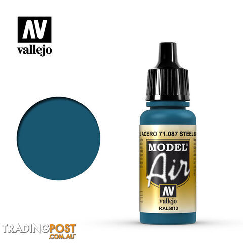 VALLEJO MODEL AIR ACRYLIC PAINT STEEL BLUE 71087 - VALLEJO