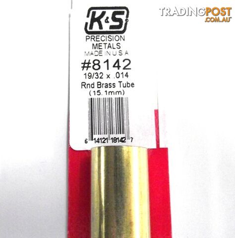 K&S METAL #8142 19/32' OD BRASS TUBE 1PC - K & S METALS