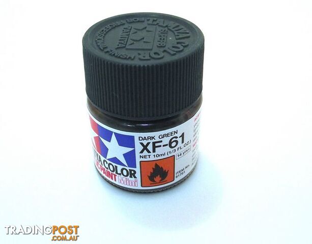 XF-61 TAMIYA ACRYLIC PAINT FLAT DARK GREEN - TAMIYA PAINTS & Accessories
