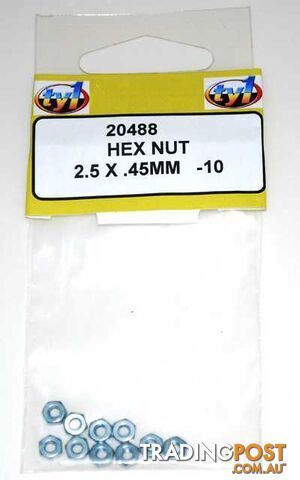 TY1 HEX NUT 2.5 X .45MM - 10