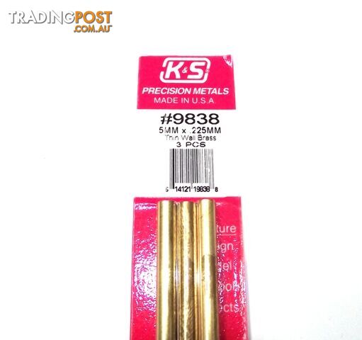 K&S METAL #9838 BRASS ROUND TUBE 5X300MM 3PCS - K & S METALS