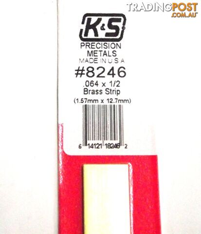 K&S METAL #8246 .064 X 1/2' BRASS STRIP 1PC - K & S METALS