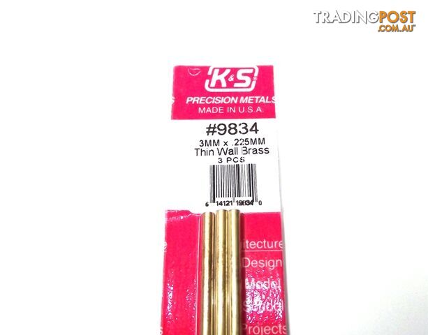 K&S METAL #9834 BRASS ROUND TUBE 3X300 3PCS - K & S METALS