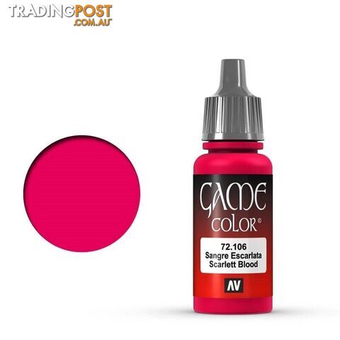 VALLEJO GAME 72106 Color Scarlett Blood 17ml Acrylic Paint