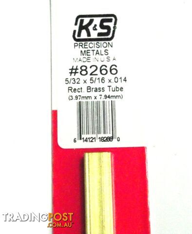 K&S METAL #8266 5/32 X 5/16 RECTANGLE BRASS TUBE1PC - K & S METALS