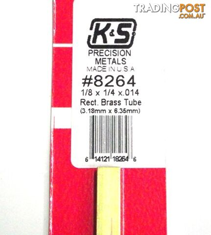 K&S METAL #8264 1/8 X 1/4 RECTANGLE BRASS TUBE 1PC - K & S METALS